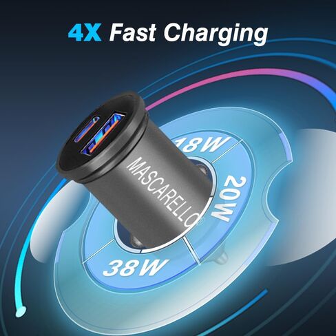 The Fastest USB Cigarette Lighter Adapter and The Smallest Metal Car Charger，Mini car Lighter Adapter USB .Compatible with iPhone 15 Pro Max Plus/14/13/12/11/X iPad Air/Mini 3 in Saudi Arabia