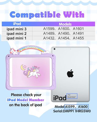 حافظة لجهاز iPad Mini 1/2/3 مقاس 7.9 بوصة للفتيات اللطيفات الكرتونية Kawaii تصميم ثلاثي الأبعاد جميل مع حامل وحزام فريد من نوعه للنساء المراهقات من السيليكون Funda لجهاز Apple iPad Mini 3rd/2nd/1st Gen 7.9" in Kuwait