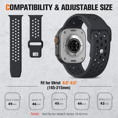 Sport Band Compatible with Apple Watch Ultra 2/Ultra Band,49mm 46mm 45mm 44mm 42mm for Men Women,Soft Silicone Waterproof Loop Rugged Strap for iWatch Series 10/9/8/7/6/5/4/3/2/1 SE in Kuwait
