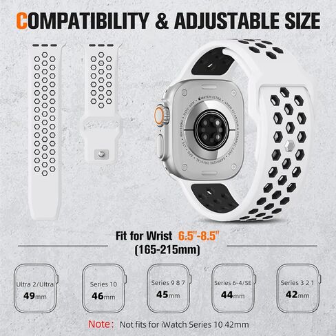 Sport Band Compatible with Apple Watch Ultra 2/Ultra Band,49mm 46mm 45mm 44mm 42mm for Men Women,Soft Silicone Waterproof Loop Rugged Strap for iWatch Series 10/9/8/7/6/5/4/3/2/1 SE in Kuwait