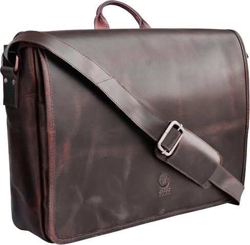 Leather Messenger Bag for Men 14" Full Grain Leather Laptop Bag Vintage Crossbody Office Satchel Travel Shoulder Bag in Saudi Arabia