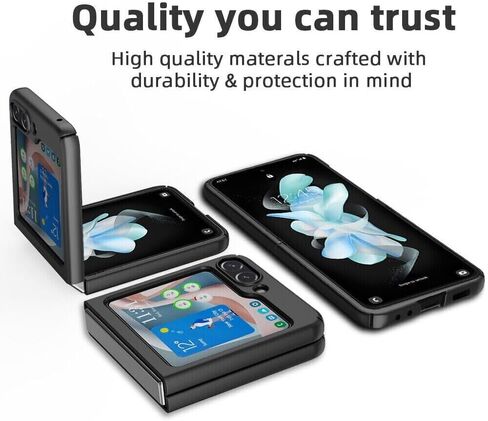 حافظة لهاتف سامسونج جالاكسي Z Flip5، حافظة هاتف جالاكسي Z Flip 5، مشبك حزام دوار، حامل مسند، غطاء مقاوم للصدمات لكامل الجسم لهاتف سامسونج Z Flip5- أسود in Kuwait