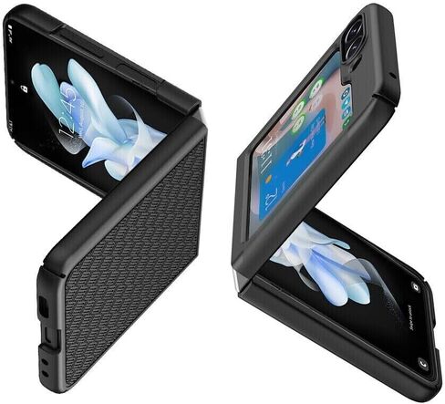 حافظة لهاتف سامسونج جالاكسي Z Flip5، حافظة هاتف جالاكسي Z Flip 5، مشبك حزام دوار، حامل مسند، غطاء مقاوم للصدمات لكامل الجسم لهاتف سامسونج Z Flip5- أسود in Kuwait