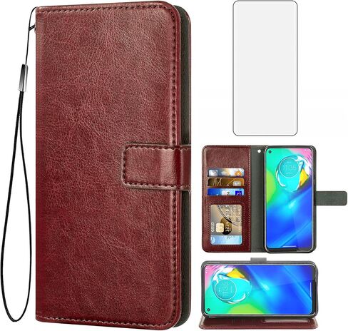 Asuwish Compatible with Moto G Power 2020 Wallet Case Tempered Glass Screen Protector and Leather Flip Cover Card Holder Stand Cell Accessories Phone Cases for Motorola GPower Women Men Black in Saudi Arabia