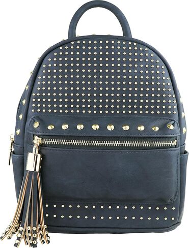 B BRENTANO Vegan Studded Mini Daypack with Tassel Accents (Navy) in Saudi Arabia