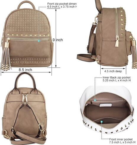B BRENTANO Vegan Studded Mini Daypack with Tassel Accents (Navy) in Saudi Arabia