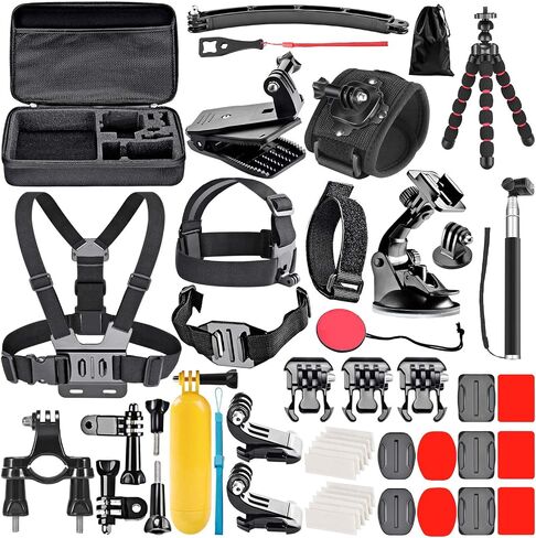 NEEWER 65 in 1 Action Camera Accessory Kit with Ball Head Suction Cup & Backpack Clip & Bag, Compatible with GoPro Hero 12 11 10 9 8 7 Max Fusion Insta360 X3 X2 DJI Osmo Action 4 3 2 AKASO in Kuwait