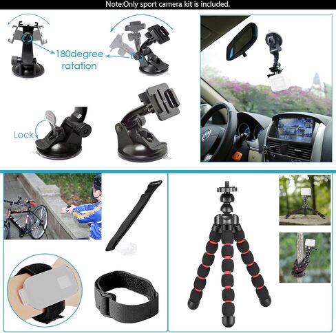 NEEWER 65 in 1 Action Camera Accessory Kit with Ball Head Suction Cup & Backpack Clip & Bag, Compatible with GoPro Hero 12 11 10 9 8 7 Max Fusion Insta360 X3 X2 DJI Osmo Action 4 3 2 AKASO in Kuwait