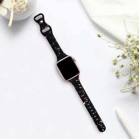 Slim Soft Silicone Band Compatible for Apple Watch 38mm 40mm 41mm 42mm, Recycled Plastic Breathable Replacement Sport Strap for iWatch Series 10 9 8 7 6 5 4 3 2 1 SE Women Men in Saudi Arabia