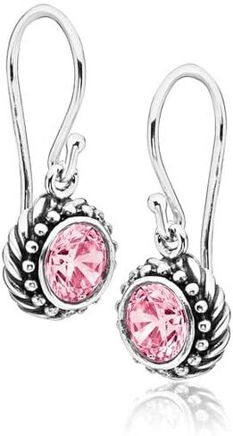 925 Sterling Silver Hanging Earrings With White Round Cubic Zirconia Antique Finish Beads & Rope Bezel Frame Hypoallergenic Nickel & Lead-free Artisan Handcrafted Designer, French Wire Earring Back in Kuwait