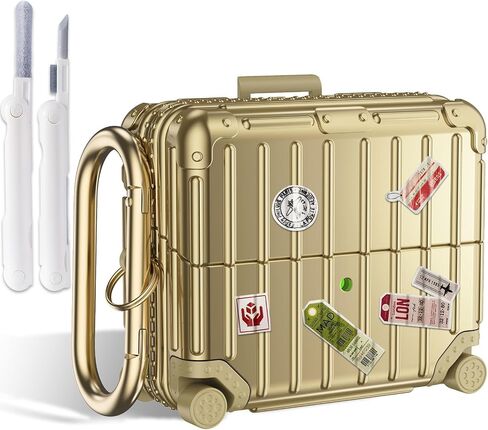 V-MORO Compatible with Samsung Galaxy Buds 3 Case & Galaxy Buds 3 Pro Case,Cute Fashion Suitcase Design Shockproof Protective Hard Case Cover with Cleaner Kit & Keychain (Rose Gold) in Saudi Arabia