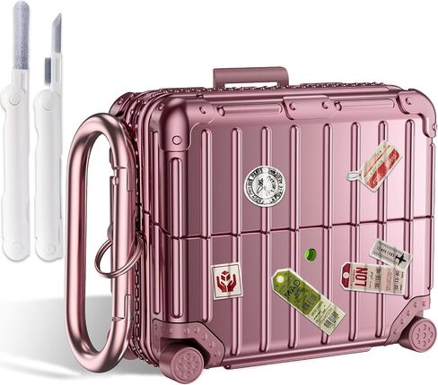 V-MORO Compatible with Samsung Galaxy Buds 3 Case & Galaxy Buds 3 Pro Case,Cute Fashion Suitcase Design Shockproof Protective Hard Case Cover with Cleaner Kit & Keychain (Rose Gold) in Saudi Arabia