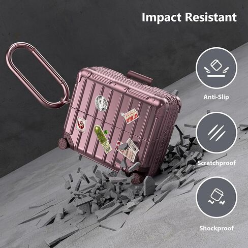 V-MORO Compatible with Samsung Galaxy Buds 3 Case & Galaxy Buds 3 Pro Case,Cute Fashion Suitcase Design Shockproof Protective Hard Case Cover with Cleaner Kit & Keychain (Rose Gold) in Saudi Arabia