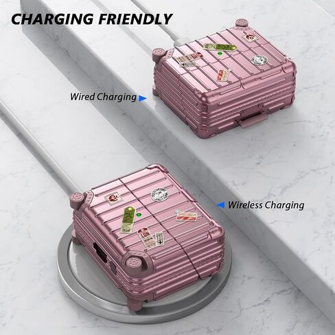 V-MORO Compatible with Samsung Galaxy Buds 3 Case & Galaxy Buds 3 Pro Case,Cute Fashion Suitcase Design Shockproof Protective Hard Case Cover with Cleaner Kit & Keychain (Rose Gold) in Saudi Arabia