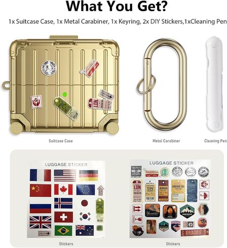 V-MORO Compatible with Samsung Galaxy Buds 3 Case & Galaxy Buds 3 Pro Case,Cute Fashion Suitcase Design Shockproof Protective Hard Case Cover with Cleaner Kit & Keychain (Rose Gold) in Saudi Arabia