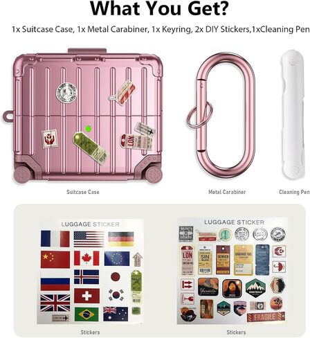 V-MORO Compatible with Samsung Galaxy Buds 3 Case & Galaxy Buds 3 Pro Case,Cute Fashion Suitcase Design Shockproof Protective Hard Case Cover with Cleaner Kit & Keychain (Rose Gold) in Saudi Arabia