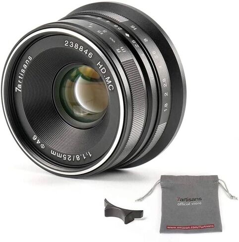 7artisans 25mm F1.8 APS-C Manual Fixed Lens for Fuji Cameras X-A1 X-A10 X-A2,X-A3 X-at X-M1 XM2 X-T1 X-T10 X-T2 X-T20 X-Pro1 X-Pro2 X-E1 X-E2 X-E2s (Black) in Kuwait