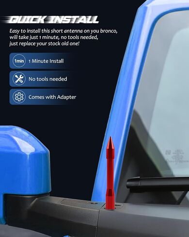 Short Antenna for Bronco, 6" Aluminum Antenna Car Radio Replacement Antenna Car Wash Safe, for Ford Bronco 2021 2022 2023, Blue … in Saudi Arabia