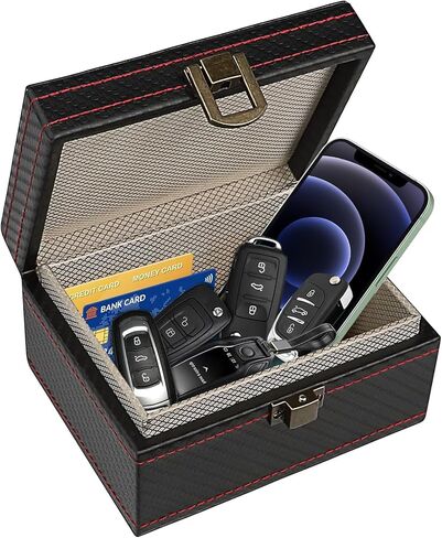 Faraday Box, Faraday Key Fob Protector, RFID Signal Blocking Box, Carbon Fiber Key Fob Signal Blocker Cage, Anti-Theft, Anti-Scanning, Anti-GPS Tracking, 4.52 x 3.54 x 2.44in (Small Size) in Saudi Arabia