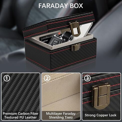 Faraday Box, Faraday Key Fob Protector, RFID Signal Blocking Box, Carbon Fiber Key Fob Signal Blocker Cage, Anti-Theft, Anti-Scanning, Anti-GPS Tracking, 4.52 x 3.54 x 2.44in (Small Size) in Saudi Arabia