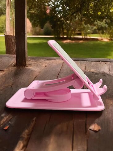 Cell Phone Stand - Compact 360° Rotating, Adjustable, Flexible Phone Holder for Desktop (Pink) in Saudi Arabia