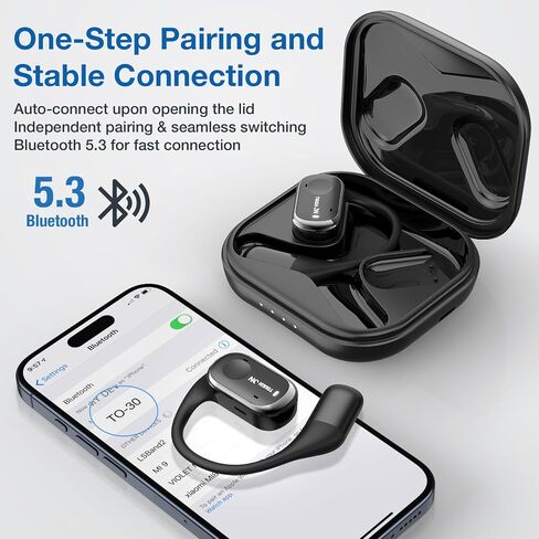 True Open Ear Earbuds Wireless Bluetooth 5.3 Headphones with Microphone, Earbuds with Earhooks, ENC Noise-Cancellation, 45H Playtime, Long-Lasting Comfort, Crystal-Clear Calls for Driving/Gym in Saudi Arabia