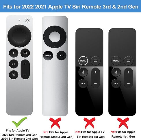 Silicone Case for Apple TV Siri Remote 2021 2022 - Anti Slip Shockproof Soft Remote Protective Cover for Apple TV 4K / HD Siri (2nd Gen/ 3rd Gen) Remote Control with Lanyard - Dark Blue in Kuwait