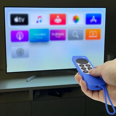 Silicone Case for Apple TV Siri Remote 2021 2022 - Anti Slip Shockproof Soft Remote Protective Cover for Apple TV 4K / HD Siri (2nd Gen/ 3rd Gen) Remote Control with Lanyard - Dark Blue in Kuwait