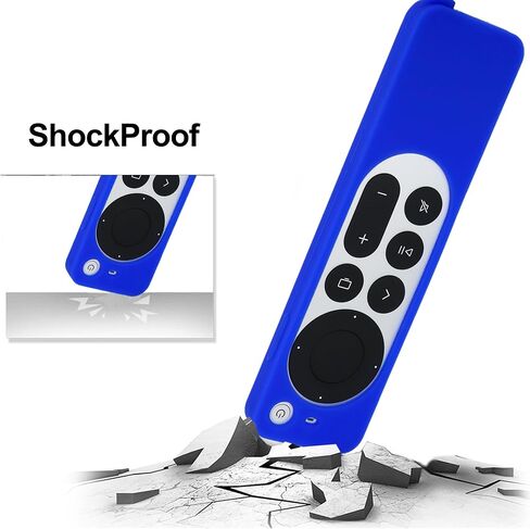 Silicone Case for Apple TV Siri Remote 2021 2022 - Anti Slip Shockproof Soft Remote Protective Cover for Apple TV 4K / HD Siri (2nd Gen/ 3rd Gen) Remote Control with Lanyard - Dark Blue in Kuwait