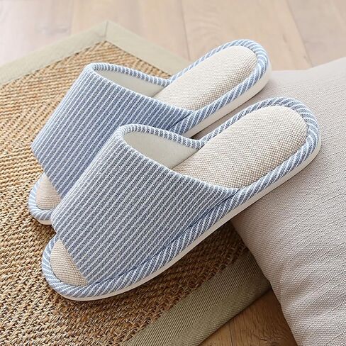 Women Mens Unisex Washable Cotton Open-Toe Home Slippers Indoor Shoes Casual Flax Soft Non-Slip Sole Shoes in Kuwait