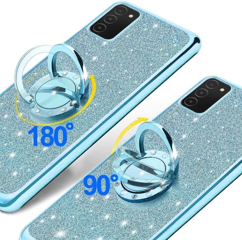 B-wishy for Samsung Galaxy A03S Case for Women, Glitter Crystal Butterfly Heart Floral Slim TPU Luxury Bling Cute Girls Protective Cover with Ring Holder Stand+Strap for Samsung A03S (Rose Gold) in Saudi Arabia
