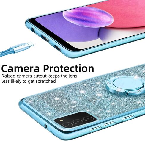 B-wishy for Samsung Galaxy A03S Case for Women, Glitter Crystal Butterfly Heart Floral Slim TPU Luxury Bling Cute Girls Protective Cover with Ring Holder Stand+Strap for Samsung A03S (Rose Gold) in Saudi Arabia