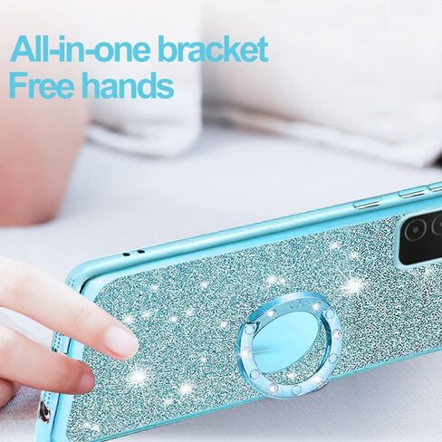 B-wishy for Samsung Galaxy A03S Case for Women, Glitter Crystal Butterfly Heart Floral Slim TPU Luxury Bling Cute Girls Protective Cover with Ring Holder Stand+Strap for Samsung A03S (Rose Gold) in Saudi Arabia