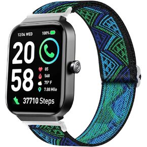 Compatible for Fitpolo IDW15 Smartwatch Bands, Lamshaw 19mm Stretch Elastics Nylon Adjustable Replacement Strap Accessories for Men & Women Compatible for Fitpolo IDW15 1.8" Smart Watch / TMHAI, VERYFIT, Aeac IDW15 Smartwatch