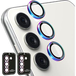 (2 Set for Galaxy A35 5G Camera Lens Protector, Scratch-Resistant HD Clarity Ultra-Thin 9H Tempered Glass with Aluminum Edging, Individual Metal Lens Cover (Black)