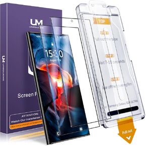 UniqueMe 2 Pack for Samsung Galaxy S24 Ultra Screen Protector, HD Bubble Free Easy installation Full Coverage Scratch Resistant [Dust-Free Kit] [Auto-Installation] [Support Fingerprint Unlock]