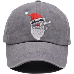 HHNLB Funny Christmas Hats for Men Women, Santa Always Believe Gifts, Adjustable Embroidered Merry Xmas Holiday Baseball Cap