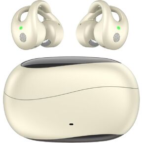 kurdene Open Ear Clip Headphones，Bluetooth 5.3 Wireless Earbuds Dual Mic Clear Call Sports Bone Conduction Headphones Bluetooth for Workout Driving Walking with iPhone Android-Skin