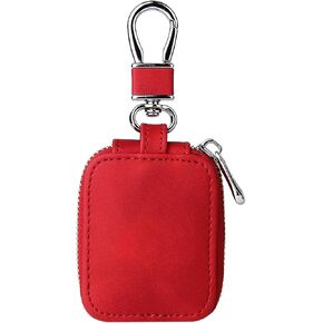 Compatible with AirPods Pro & Pro2 & 3 & 2 & 1 Portable Premium PU Leather Protective Vintage Style Case Snap Metal Closure Clip Anti-Scratch Carrying Pouch with Keychain(Brown)