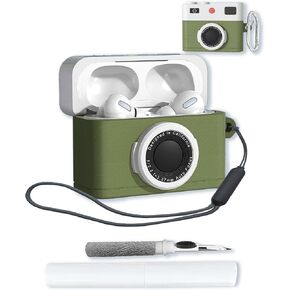 Case for Apple Airpods 4,Soft Protective,BOVUGAC Cute Camera Design Cover with Keychain & Cleaning Kit & Lanyard,for airpods 4th Generation 3D Cartoon Headphone Accessories for Women-Brown