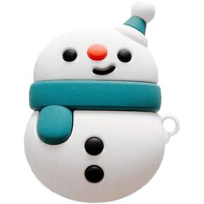 Wireless Charging Earphone Case Compatible with Airpods 1 & 2, Cute Father Christmas Design Soft Silicone Anti-Fingerprint Full Body Protector with Hook (Santa Claus)