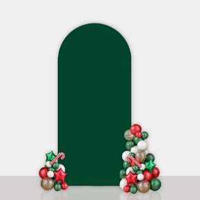 3.3x7ft Green Arch Wall Backdrop Emerald Round Top Backdrop Cover Solid Color Round Top Arch Frame Cover 2-Sided Fit Backdrop Stand for Wedding Bridal Shower Engagement Jungle Birthday Decor
