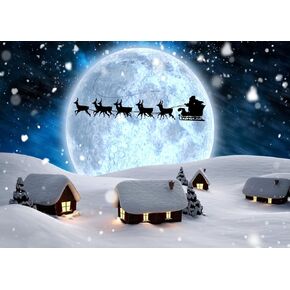 LYCGS 7X5FT Snowy Christmas Backdrop Winter Christmas Backdrops for Photography Dream Wonderland Snow Moon Hut Santa Claus Reindeer Starry Sky Studio Background Xmas Party Decorations Banner X-72