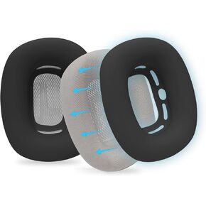 Adhiper Upgraded Silicone Ear Pads Cover for Airpods Max Headphones Cushions, Ear Cushions Cover for Airpods Max, Sweatproof, Reinforced Fixation, Anti-Sliding, Easily Washable - Black