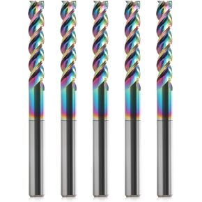 1/8" Shank Square Nose End Mill for Aluminum - 3-Flute CNC Spiral Router Bits Solid Carbide Milling Cutters with DLC Coating, U-Type Design CNC Bits for Aluminum Applications 12mm Cutting Dia (10PCS) in Kuwait