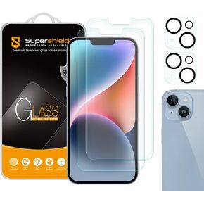 Supershieldz (2 Pack) Anti Glare (Matte) Tempered Glass Screen Protector Designed for iPhone 14 Plus (6.7 inch) + Camera Lens, Anti Fingerprint, Anti Scratch, Bubble Free
