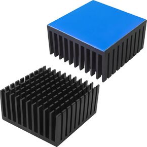 MEETOOT 4PCS Memory Chip Heat Sink with Thermal Conductive Double Sided Adhesive 40x40x20mm Anodised Aluminium Heat Sink Slotted Electronic Heat Sink for GPU Stepper Drive Cooling Black
