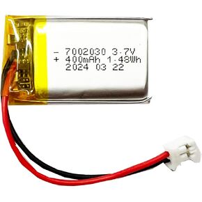 FITHOOD 702030 Battery 3.7v 400mAh Lithium Polymer Rechargeable Battery with with JST Connector for Household Appliances