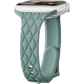 أربطة سيليكون رفيعة رفيعة لساعة Apple Watch Band 40 مم 42 مم 41 مم 38 مم 46 مم 45 مم 44 مم للنساء/الرجال، حزام رياضي بتصميم مربعات رفيعة ضيقة لسلسلة iWatch 10 9 8 7 6 5 4 3 SE Ultra/2 49 مم in Kuwait