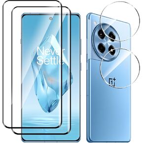 for OnePlus 12R Screen Protector with Camera Lens Protector, 9H Hardness Anti-Scratch 3D Tempered Glass flim, Case Friendly,Anti-Scratch (2+2 PACK)